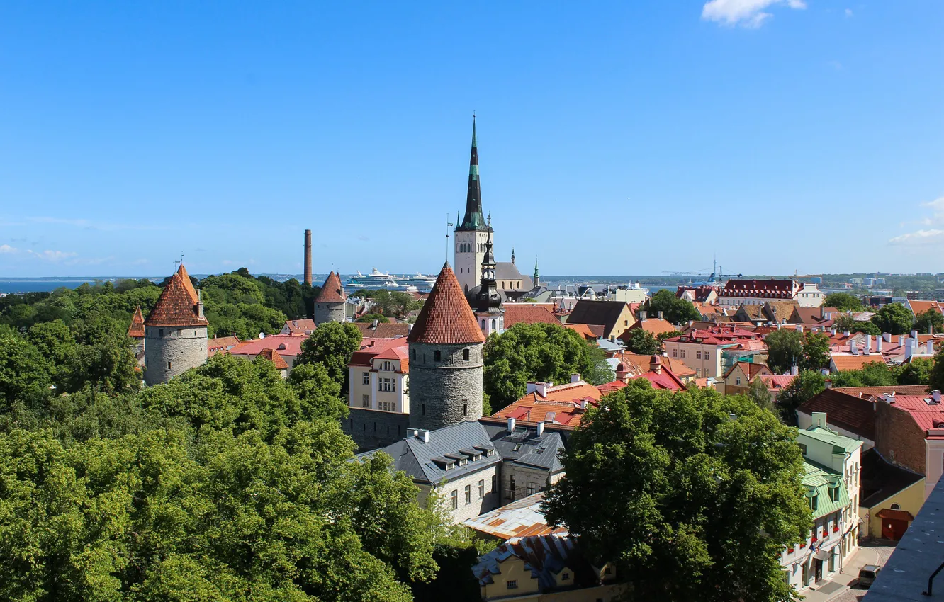 Фото обои Эстония, Таллин, панорама, крепость