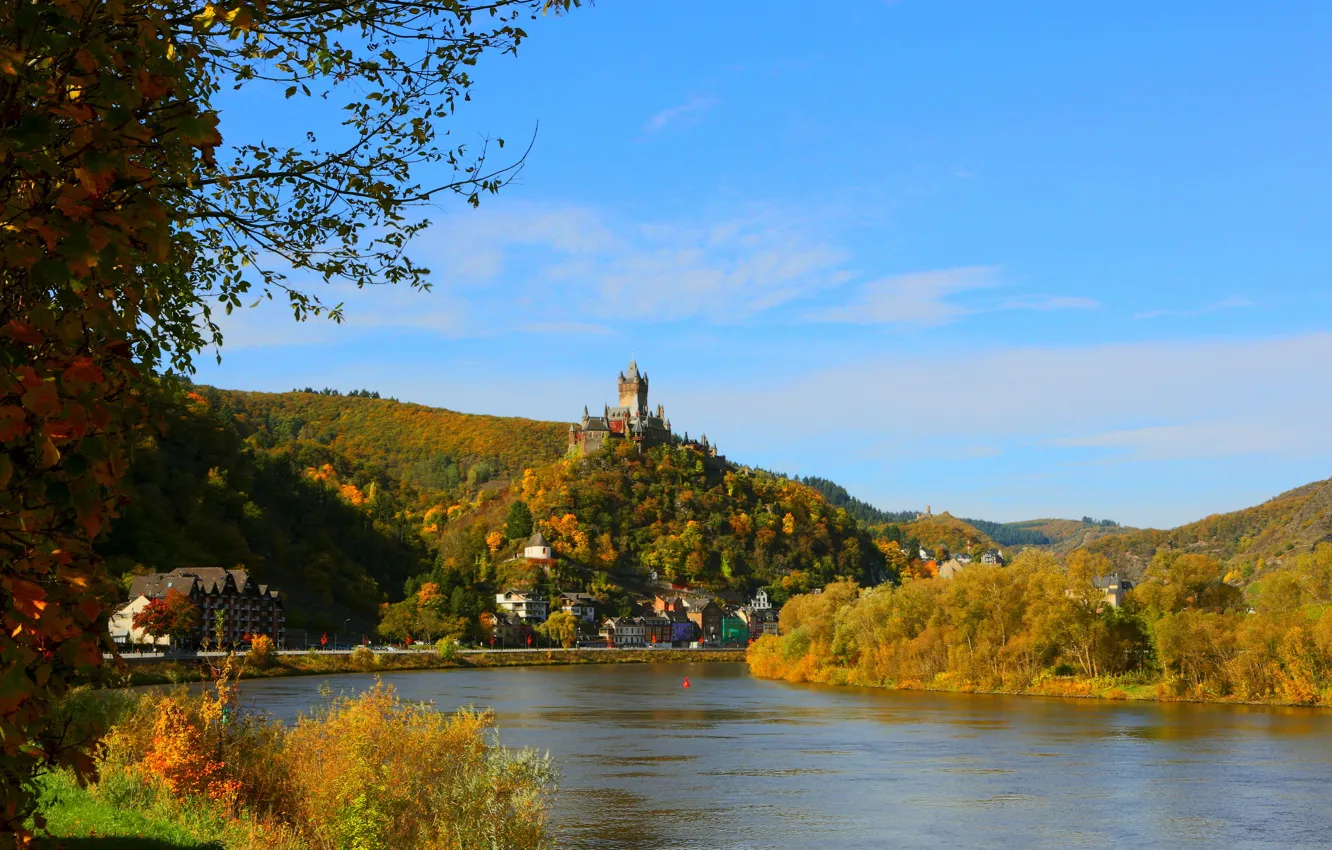 Фото обои город, река, фото, Германия, Cochem Burg