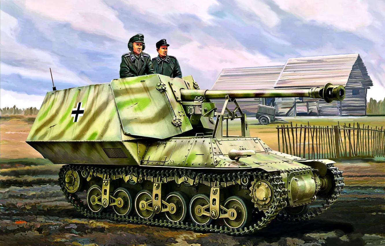 Фото обои Германия, САУ, истребитель танков, Вермахт, Marder I, Sd.Kfz. 135, 75-мм PaK.40