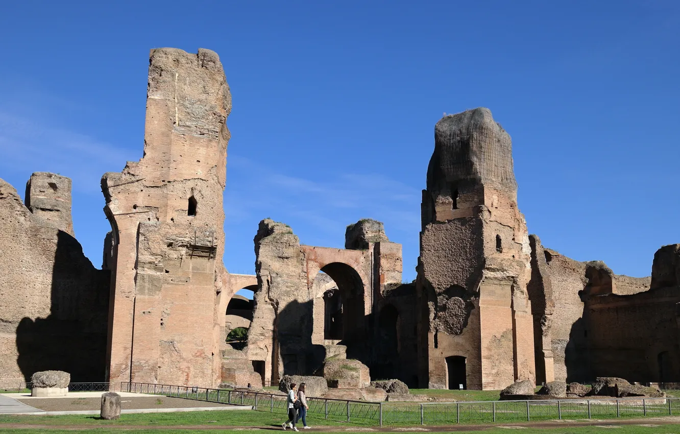 Фото обои Рим, Италия, руины, археология, термы Каракаллы, термы Антониниана