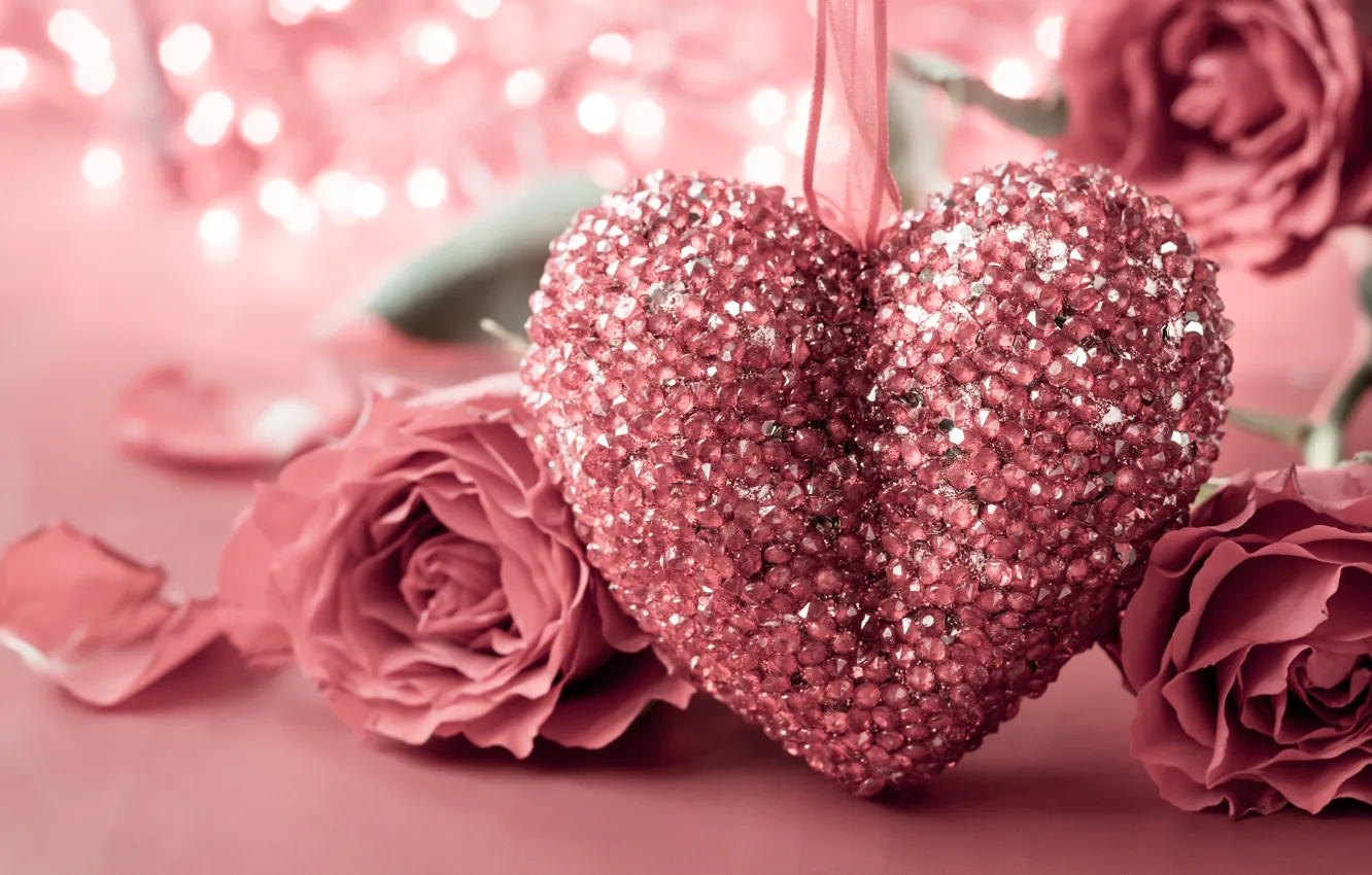 Фото обои сердце, роза, love, rose, heart, pink, romantic, Valentine's Day