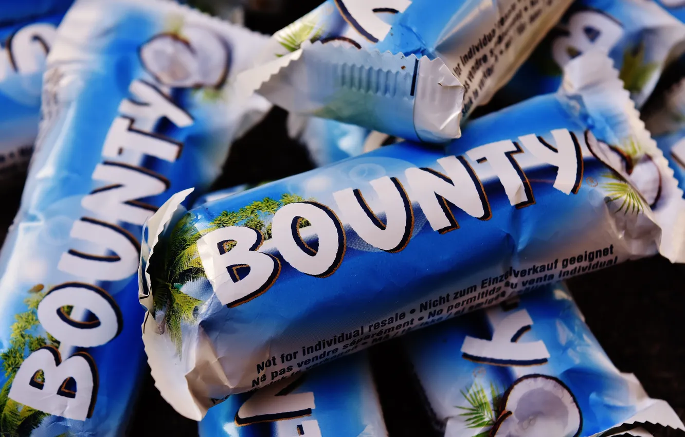 Фото обои обои, шоколад, конфеты, Bounty, батончики
