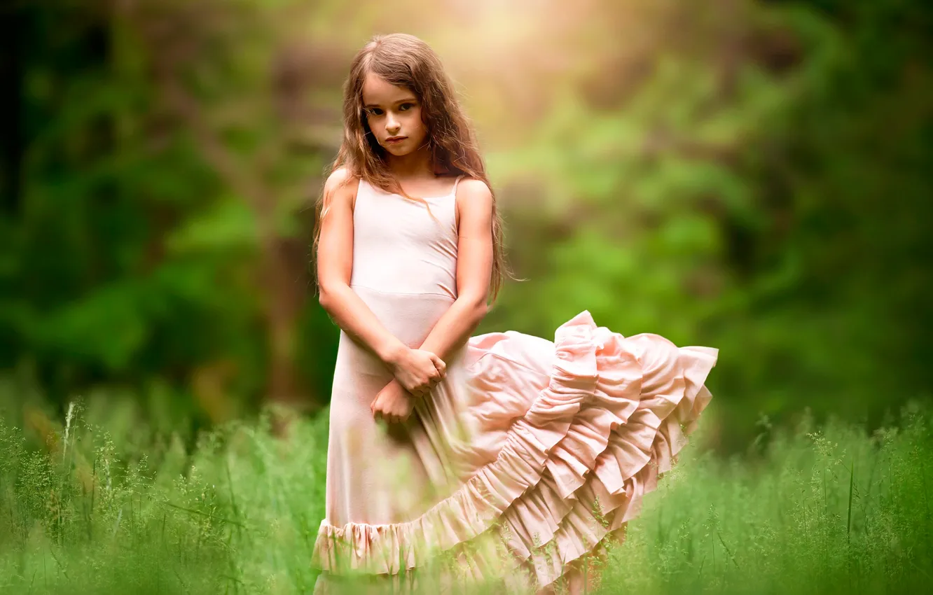 Фото обои природа, платье, девочка, child photography