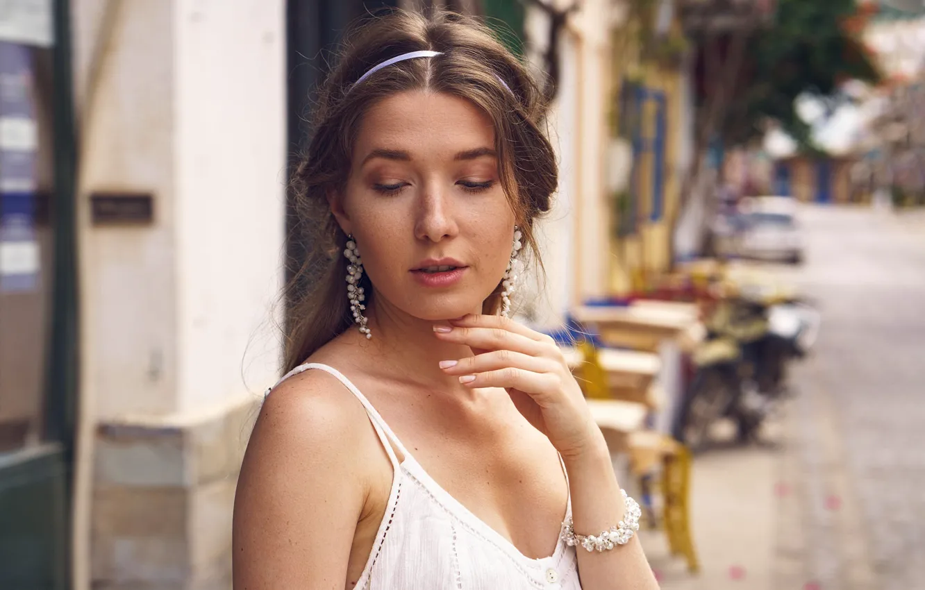 Фото обои девушка, портрет, EIKONAS, Greek Village Life