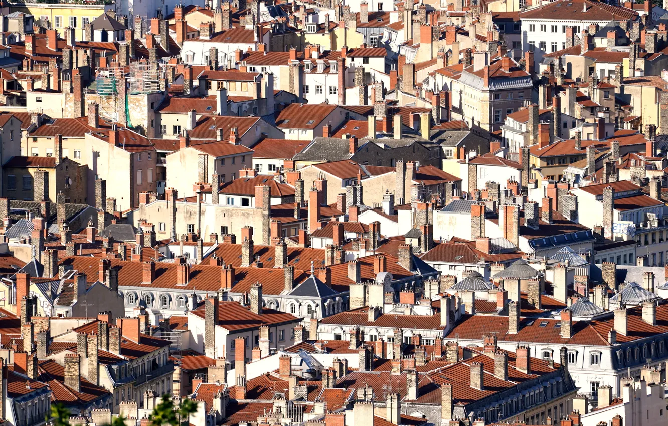 Фото обои город, дома, Lyon, Roofs