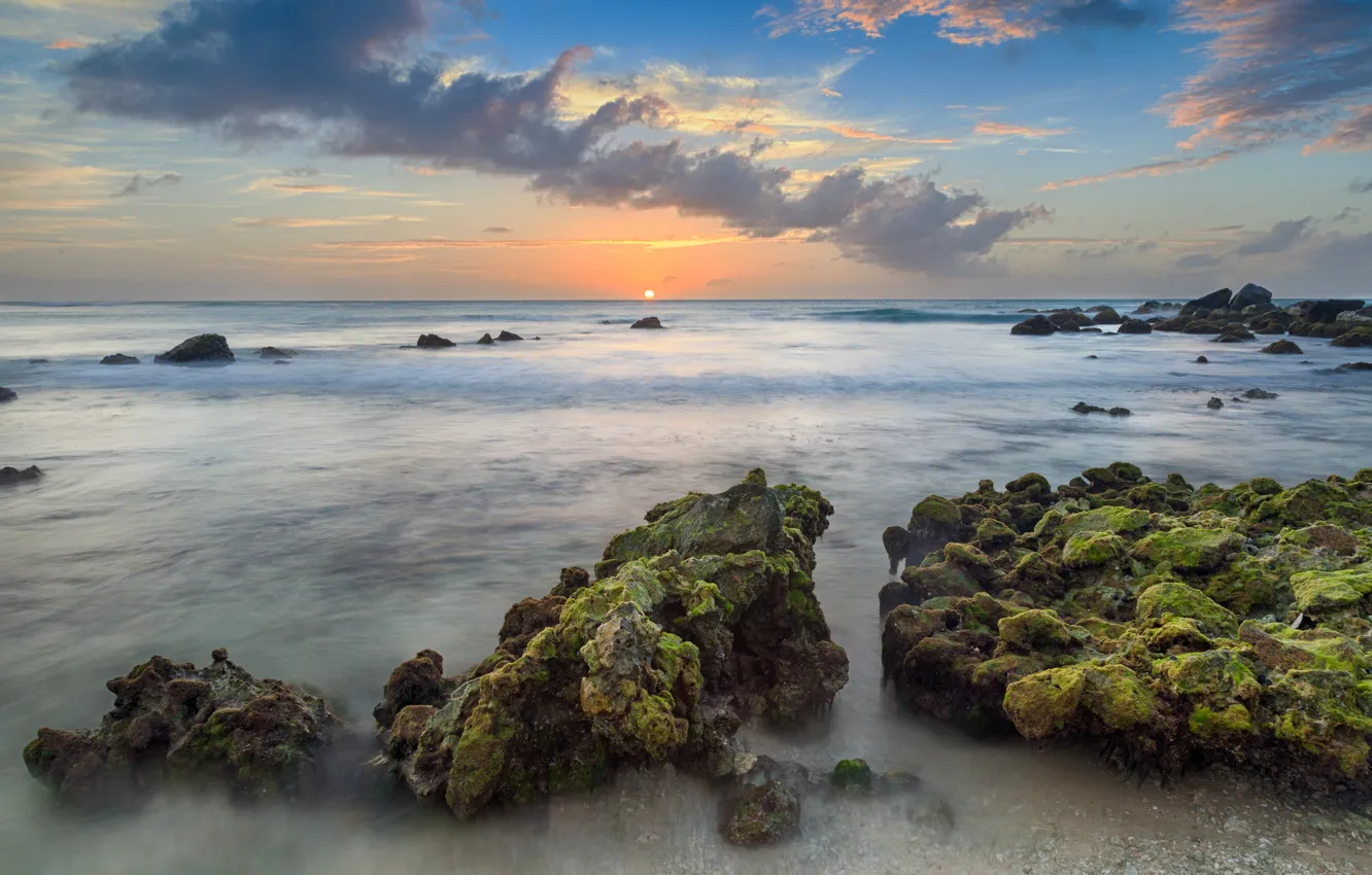 Фото обои пляж, тучи, океан, утро, курорт, landscape, resort, Caribbean