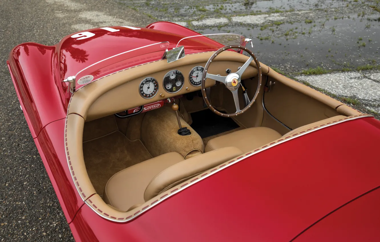 Фото обои Салон, Ferrari, Classic, Руль, 1950, Classic car, Barchetta, Sports car