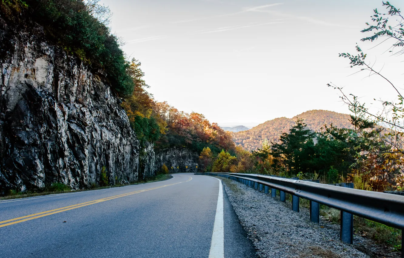 Фото обои дорога, осень, горы, USA, США, road, autumn, mountains