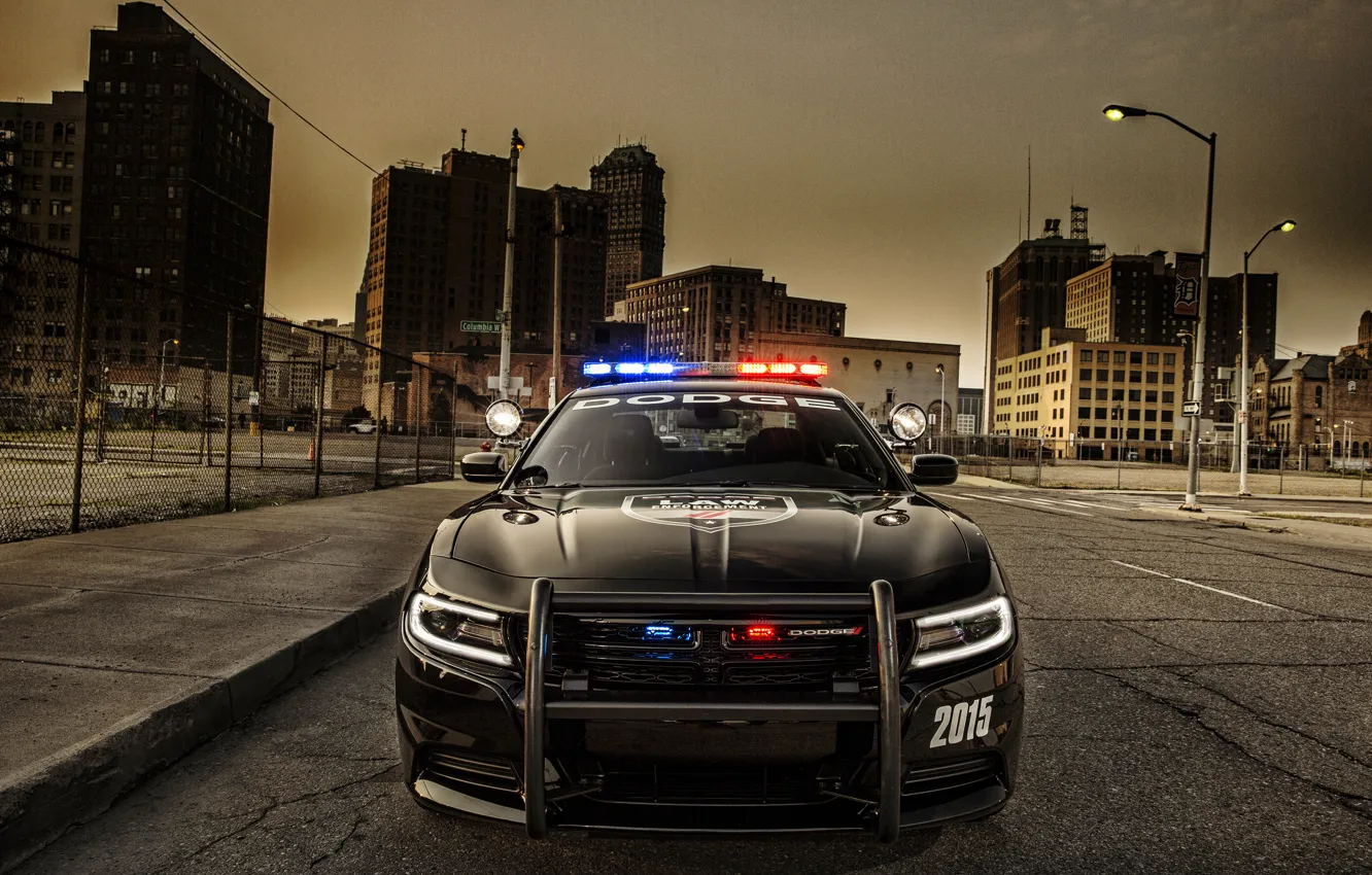 Фото обои черный, Dodge, додж, Black, Charger, Pursuit, челленджер, 2015