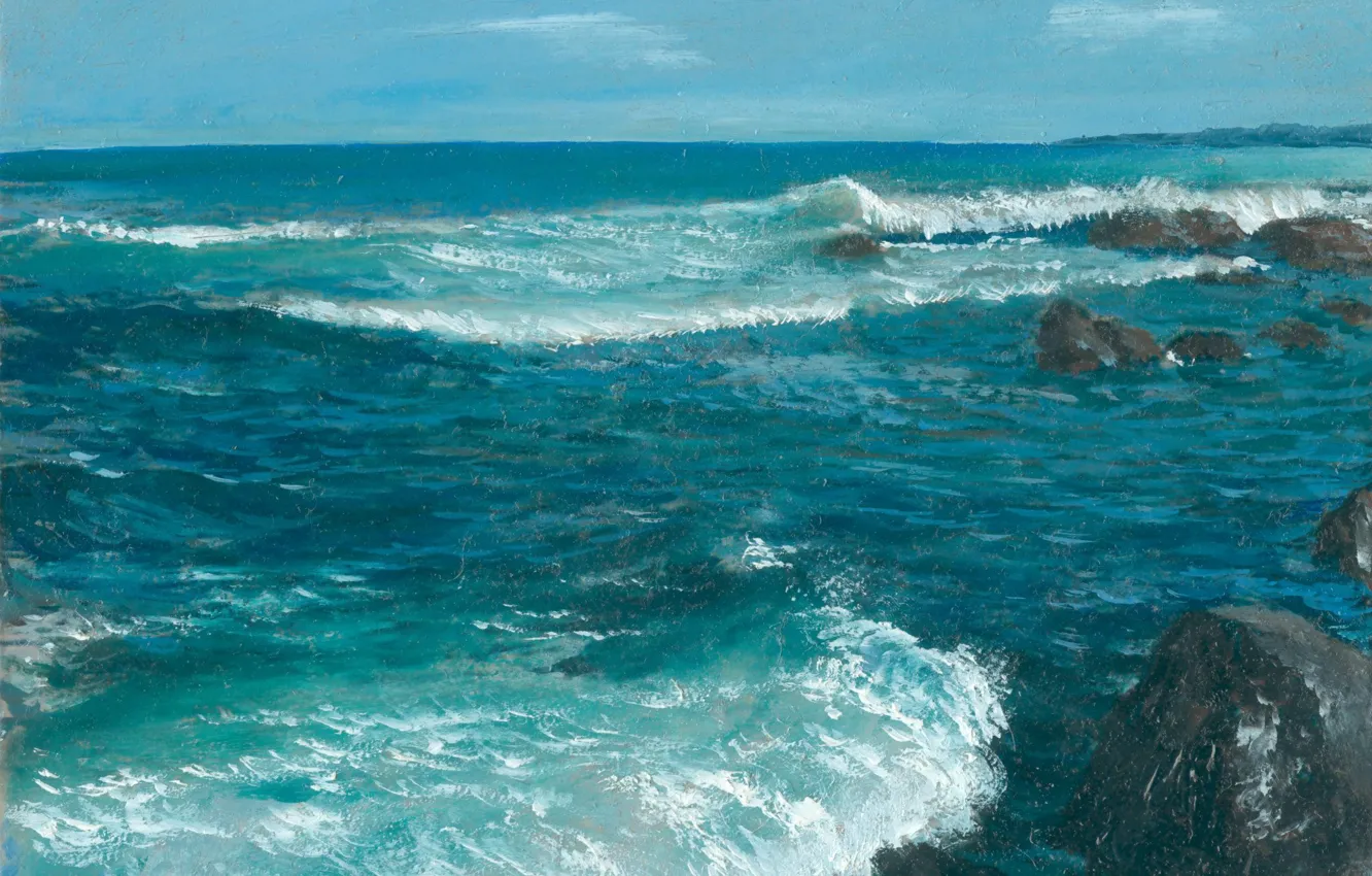 Фото обои волны, пейзаж, камни, Прилив, Айбек Бегалин, 2002г