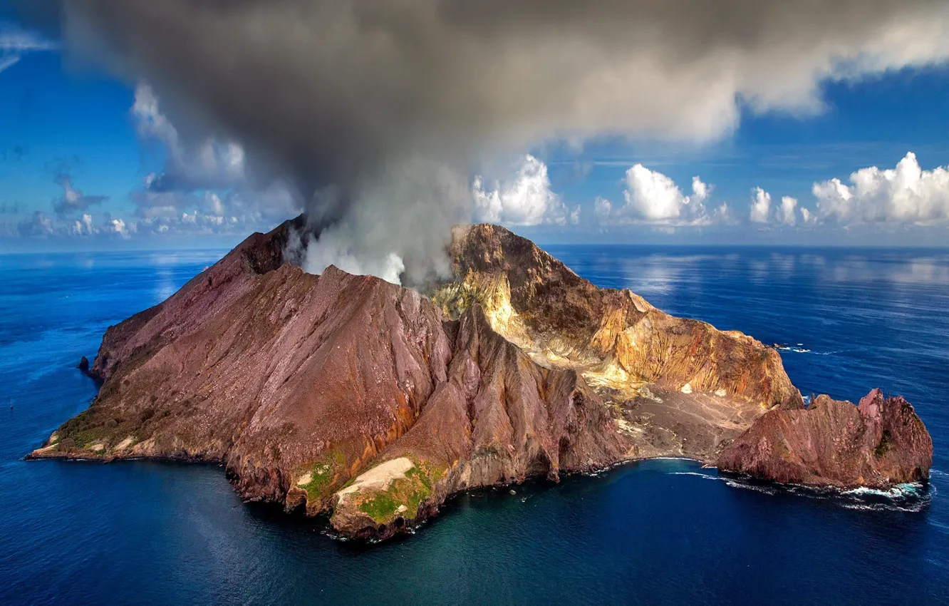 Фото обои вулкан, active volcano, действующий вулкан, island, остров, new zealand, белый остров, white island