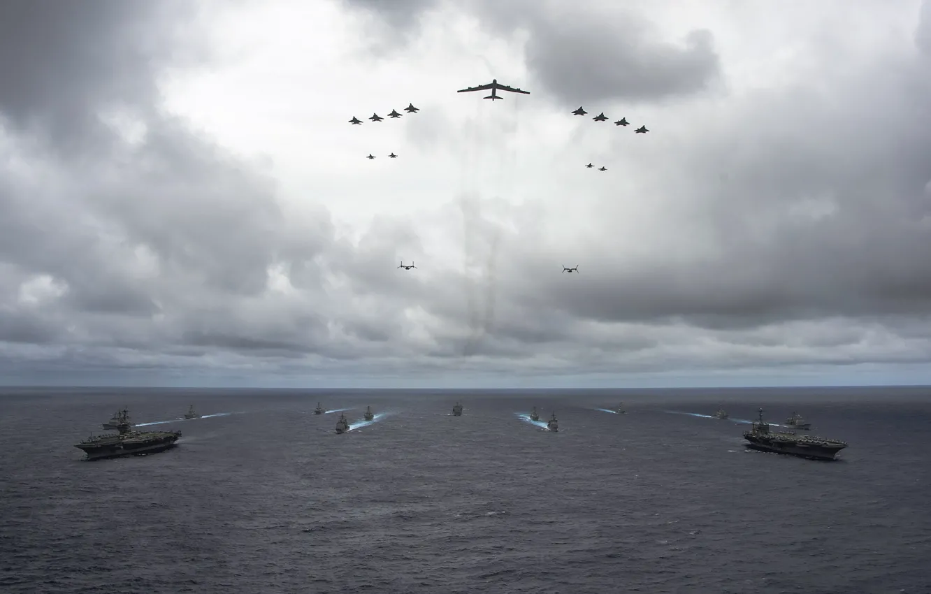 Фото обои море, оружие, George Washington, Carl Vinson, Carrier Strike Groups
