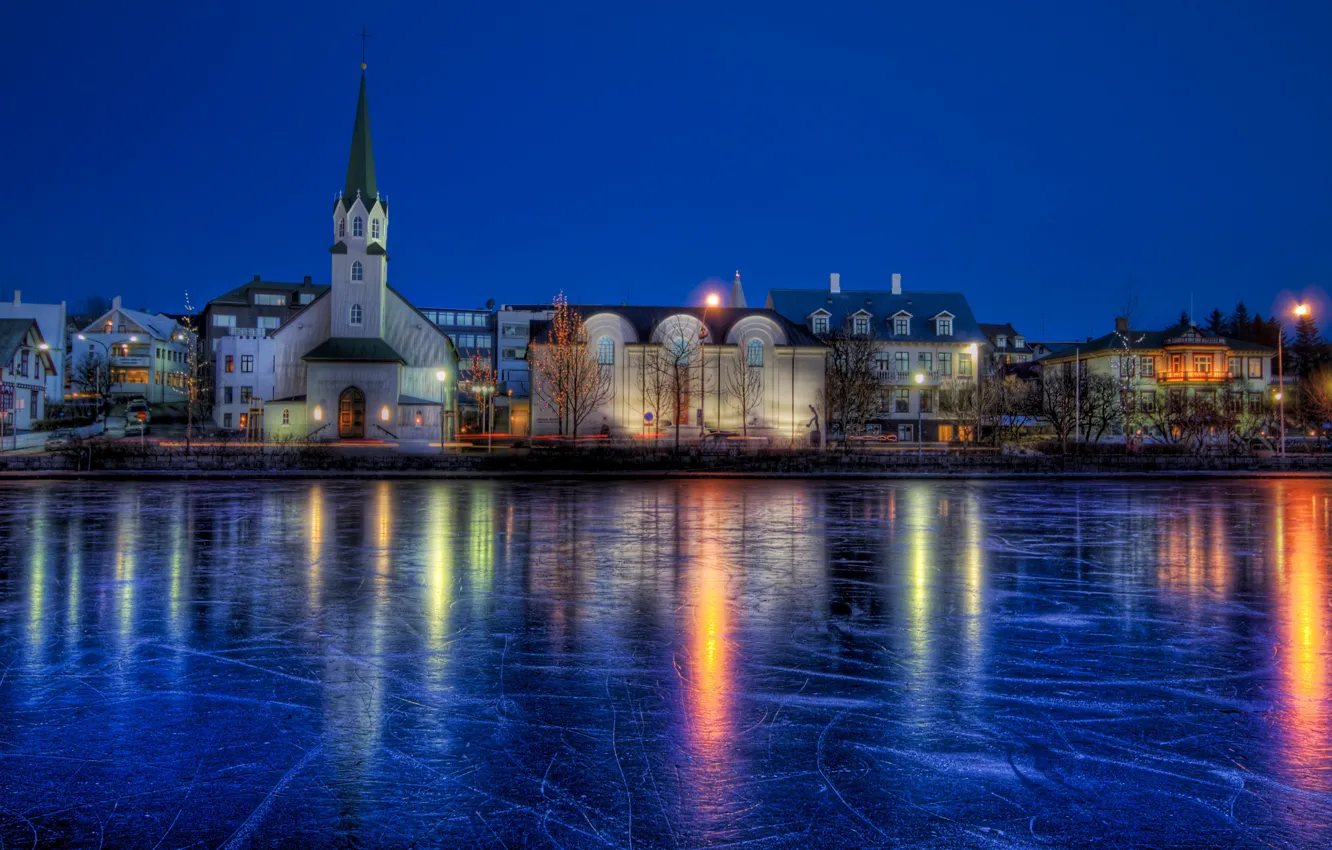 Фото обои лед, зима, Исландия, Рейкьявик
