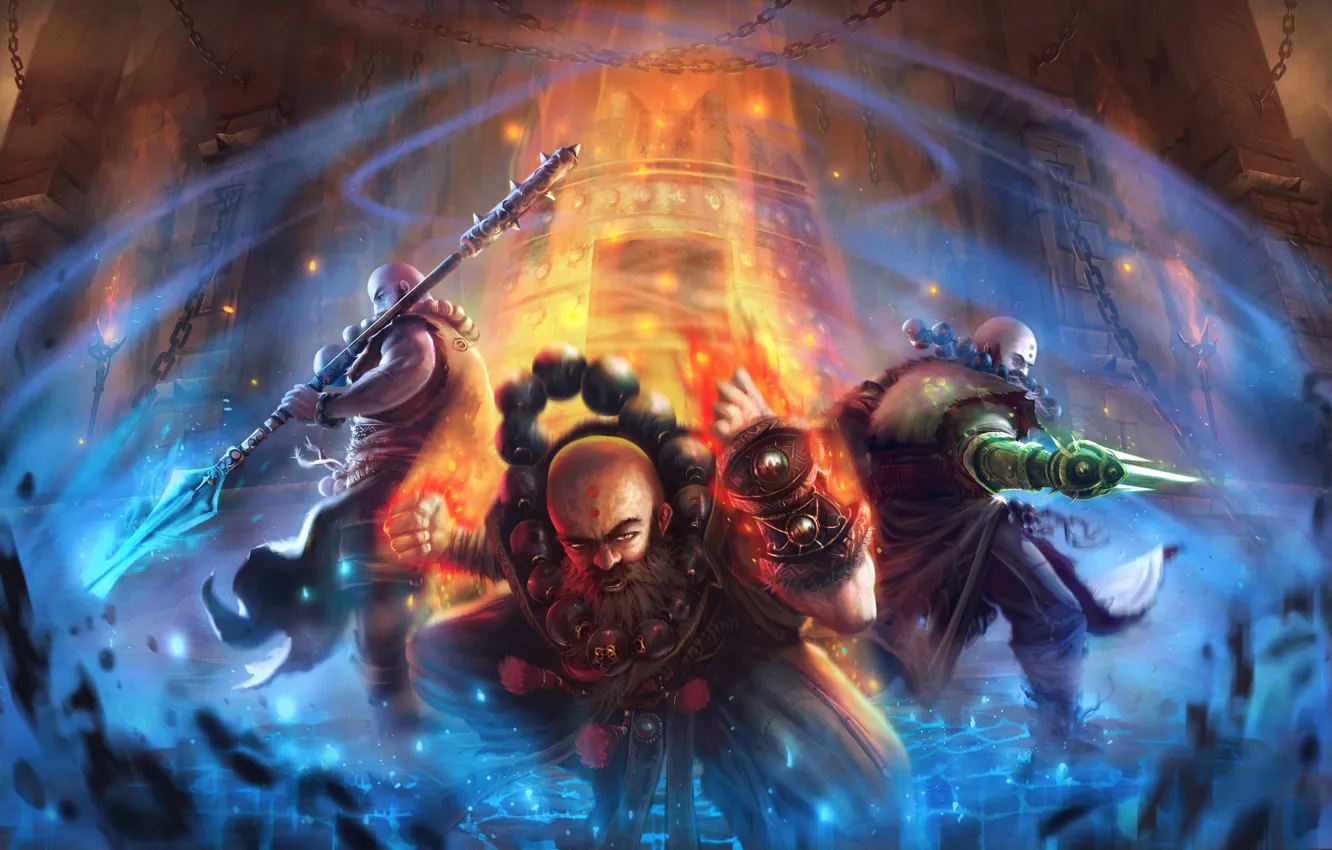 Фото обои энергия, сфера, Diablo 3, monk, guardians of the temple