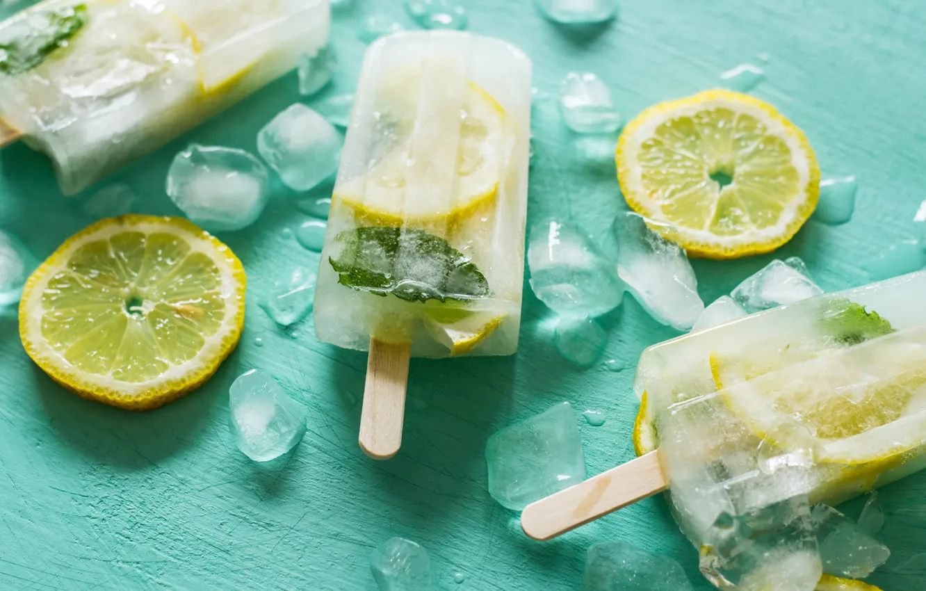 Фото обои лед, лимон, мороженое, цитрус