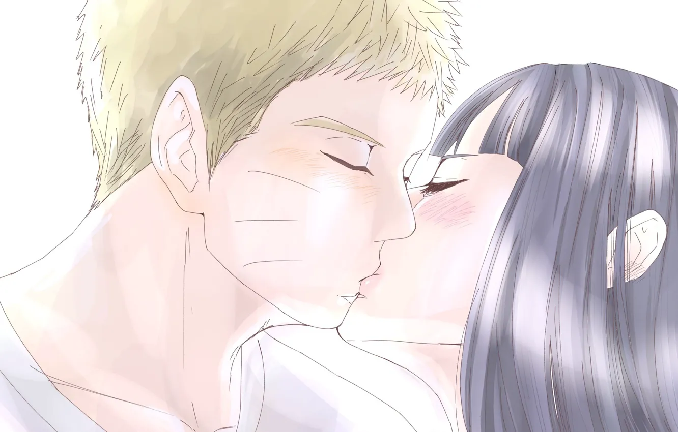 Фото обои поцелуй, Наруто, Naruto, Наруто Узумаки, супруги, Хината Хьюга