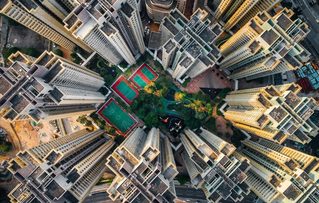 Фото обои city, город, здания, архитектура, мегаполис, вид сверху, высотки, buildings
