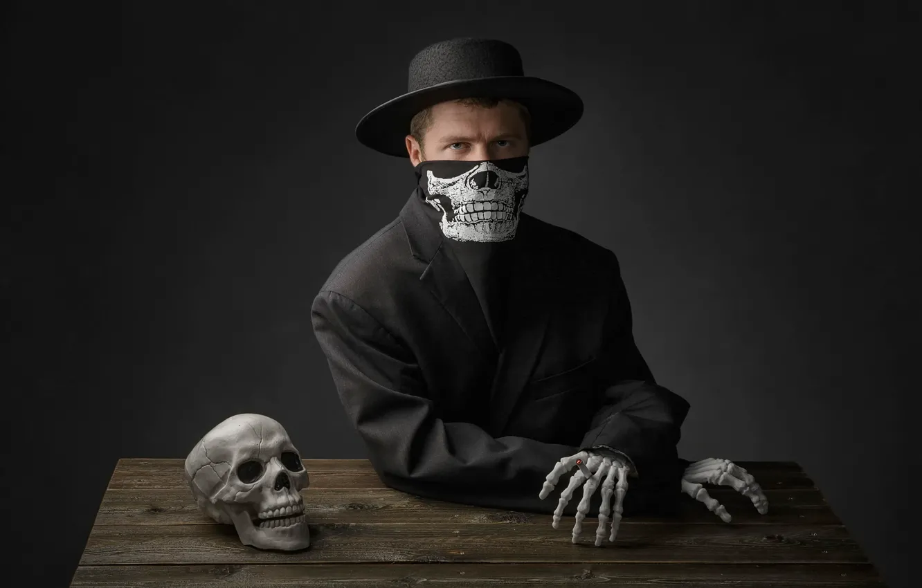 Фото обои череп, мужик, скелет, Happy Halloween