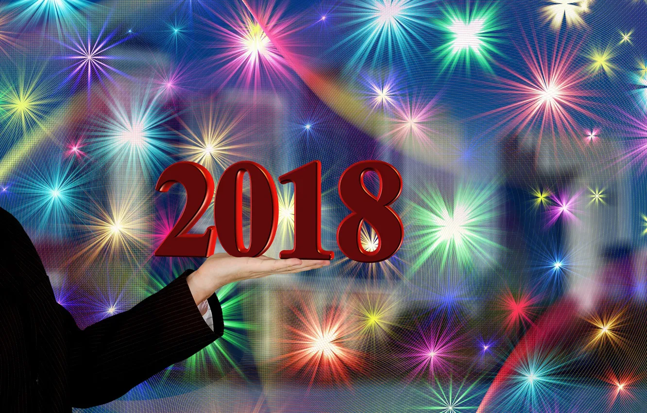 Фото обои фон, рука, Новый год, 2018
