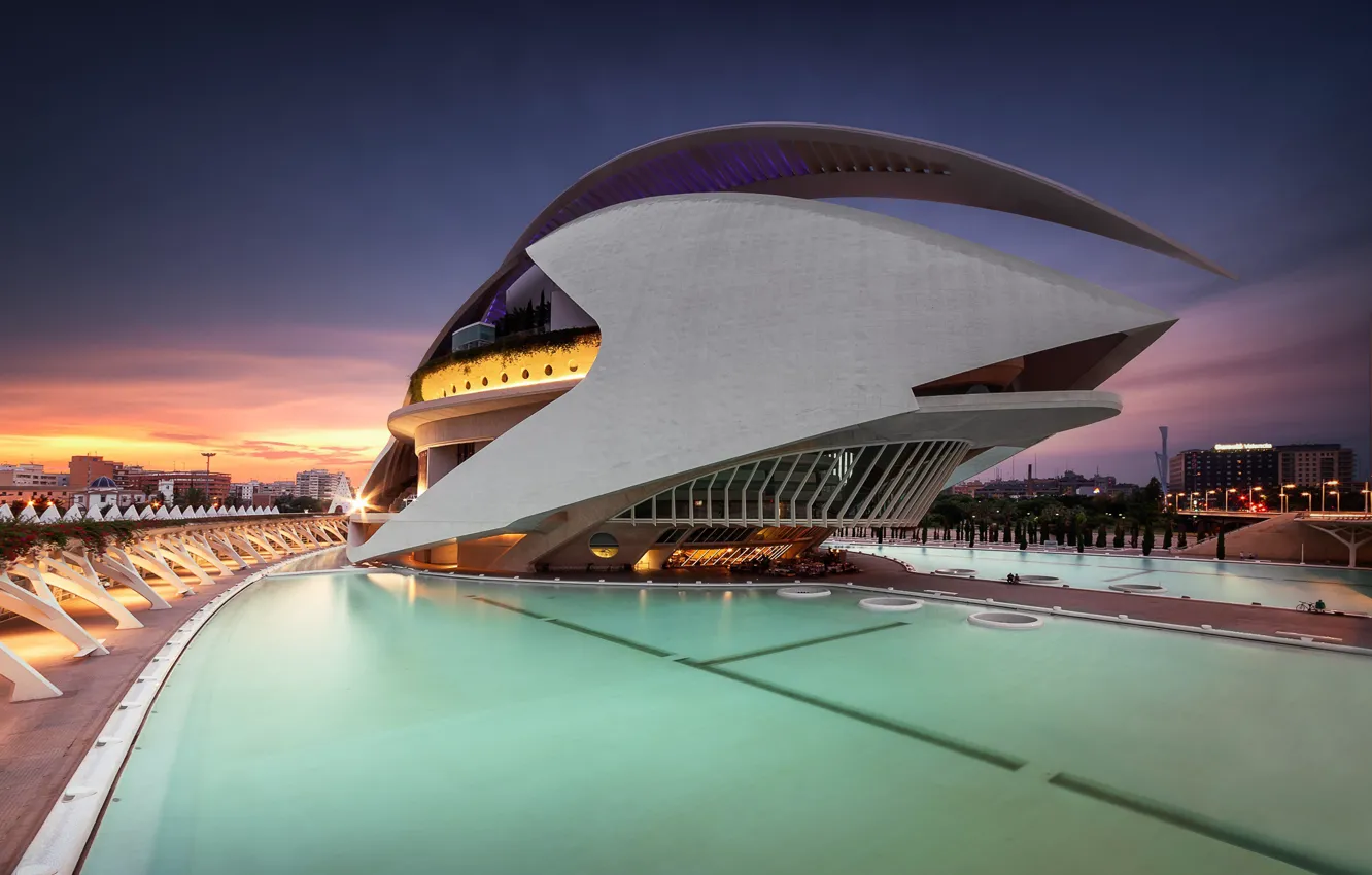 Фото обои архитектура, Испания, комплекс, Валенсия, Город искусств и наук