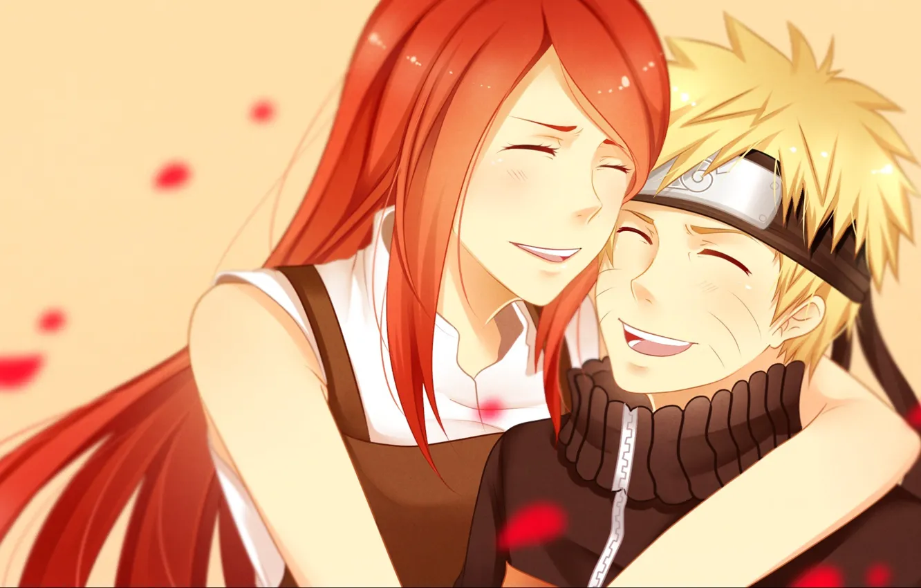 Фото обои naruto, anime, art, счастливые, Uzumaki Kushina, Uzumaki Naruto, son, mother