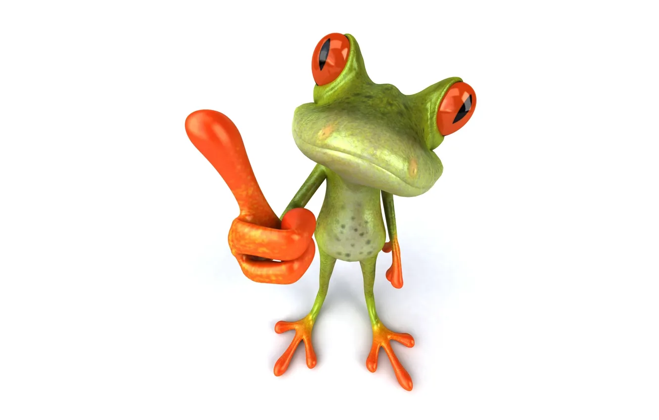 Фото обои графика, лягушка, палец, Free frog 3d