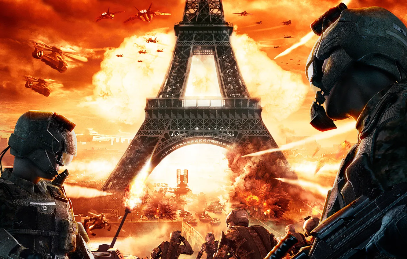 Фото обои взрыв, огонь, война, Париж