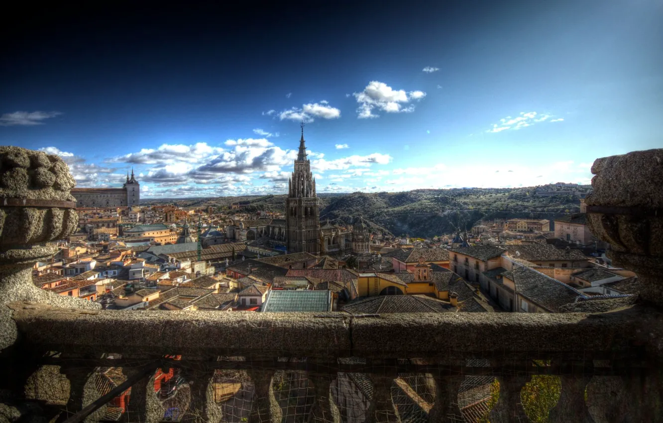 Фото обои обработка, панорама, собор, Испания, Толедо