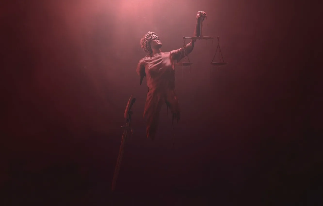 Фото обои netflix, Daredevil justice, Red background, Themis