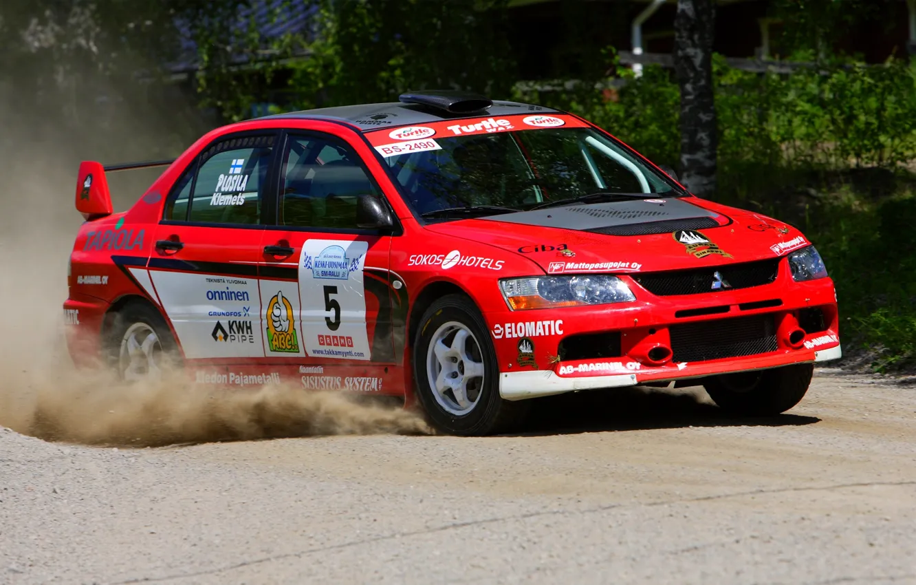 Фото обои Красный, Авто, Спорт, Гонка, Mitsubishi, Red, WRC, Rally