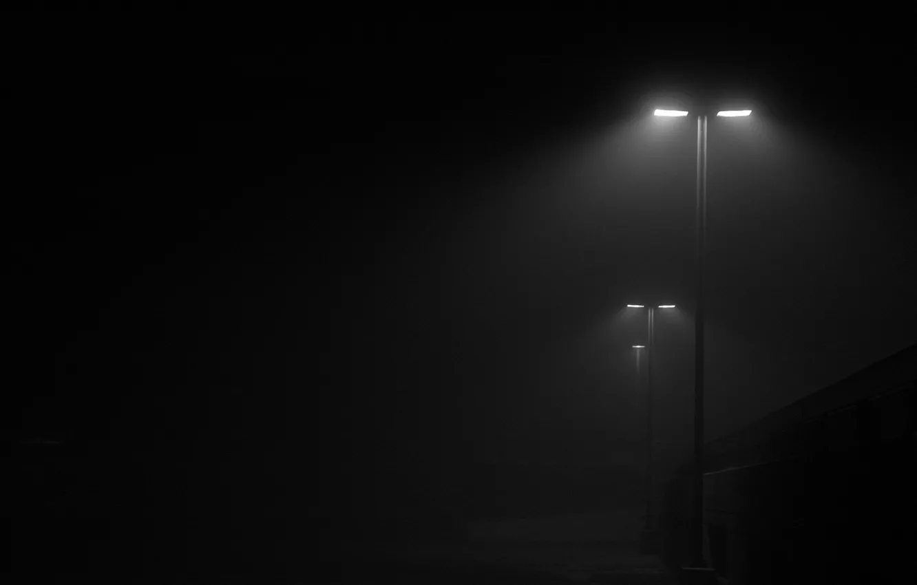 Фото обои улица, Ночь, фонари
