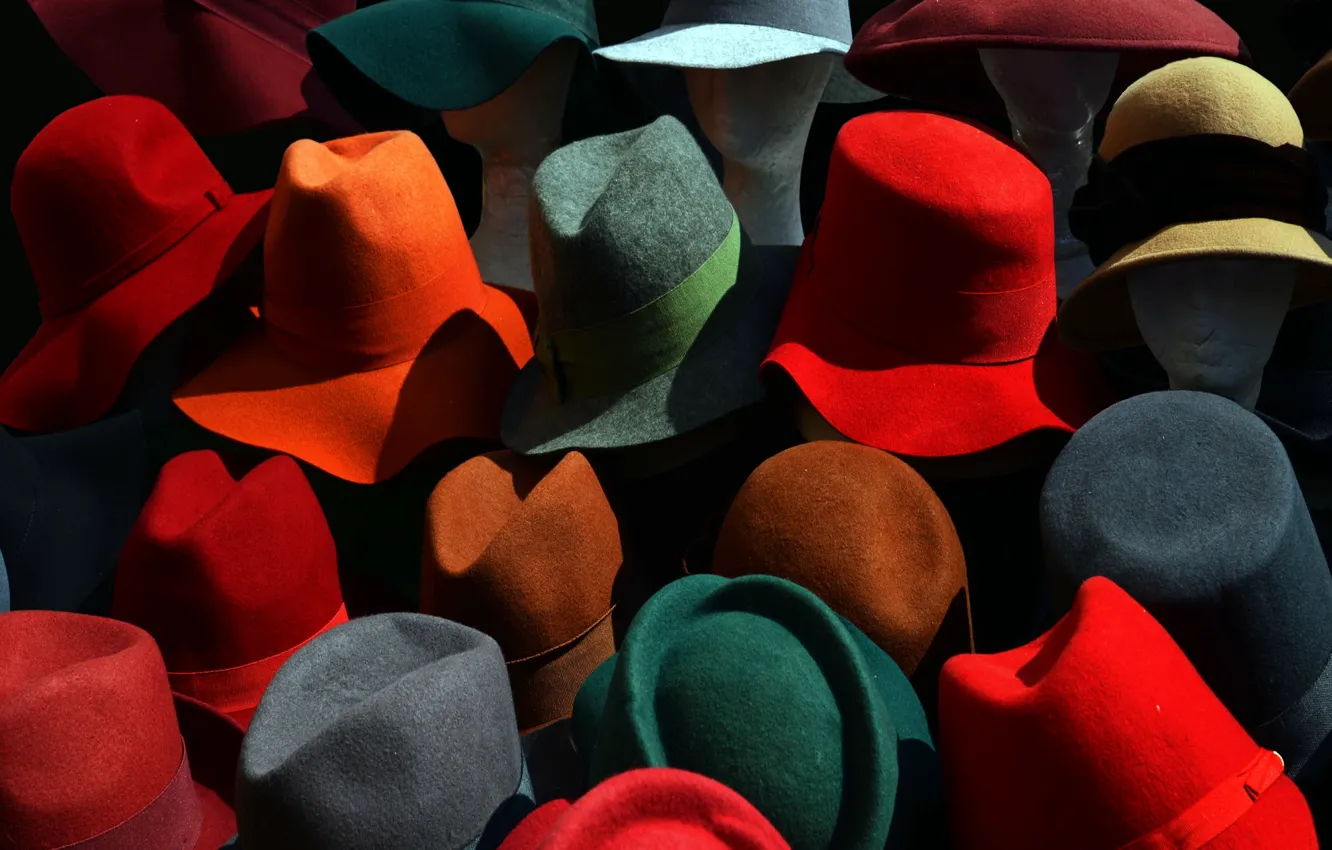 Фото обои фон, цвет, шляпы