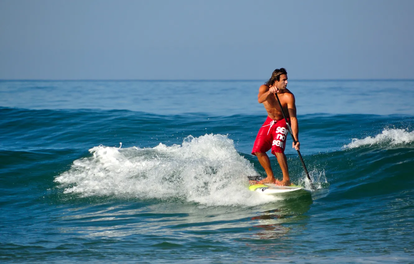 Фото обои океан, мужчина, серф, sup surfing