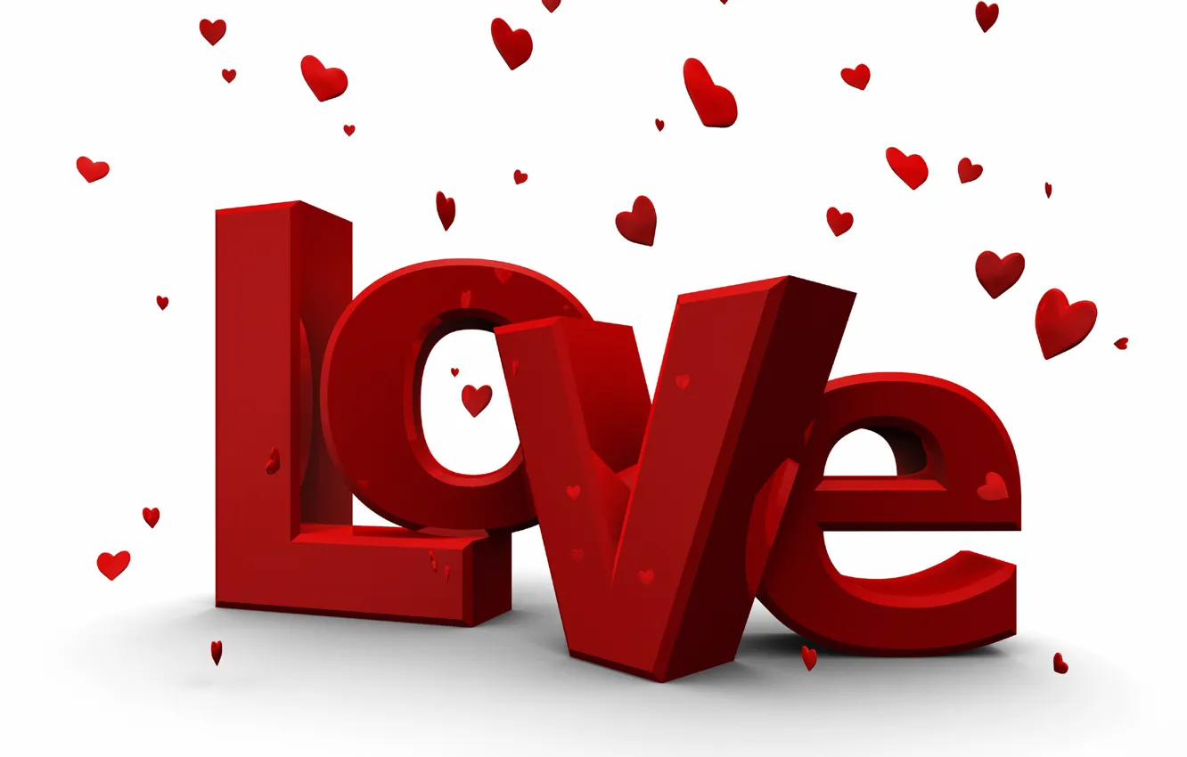 Фото обои Love, Любовь, Сердечки, Надпись, День святого Валентина, 14 февраля, Слово, Valentine's Day
