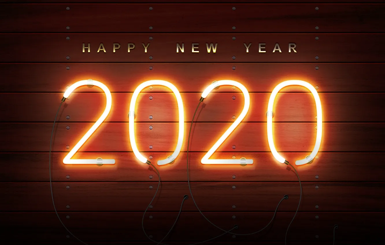 Фото обои new year, neon, happy new year, new year 2020