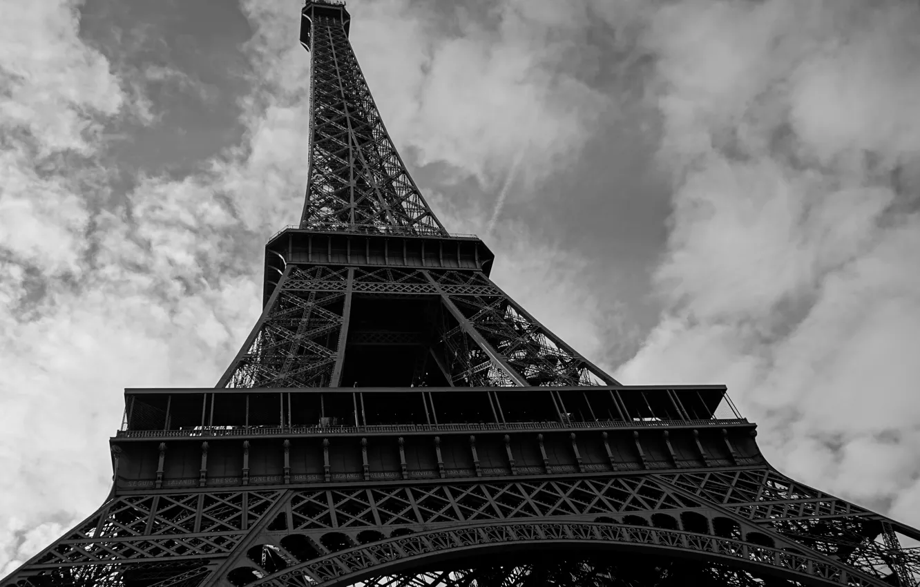 Фото обои облака, Франция, Париж, Эйфелева башня