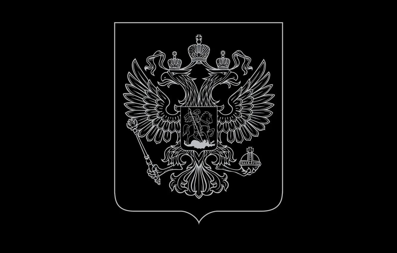 Фото обои черный фон, герб, россия