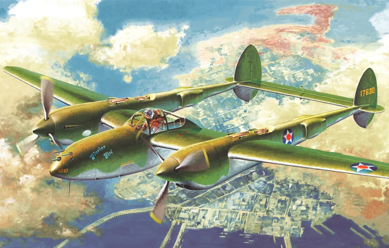 Фото обои USAF, P-38, Ligthning, P-38F