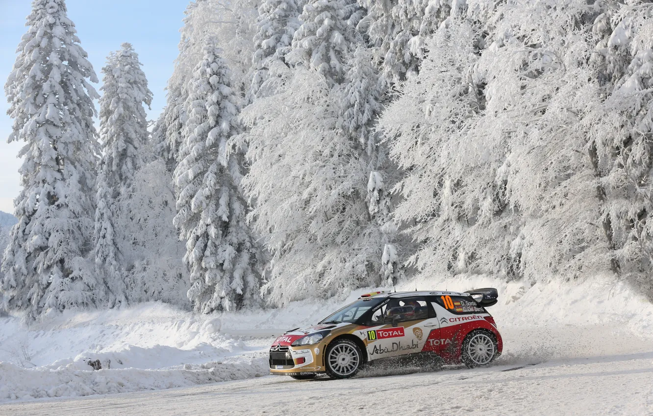 Фото обои Зима, Снег, Лес, Citroen, DS3, WRC, Rally, Ралли