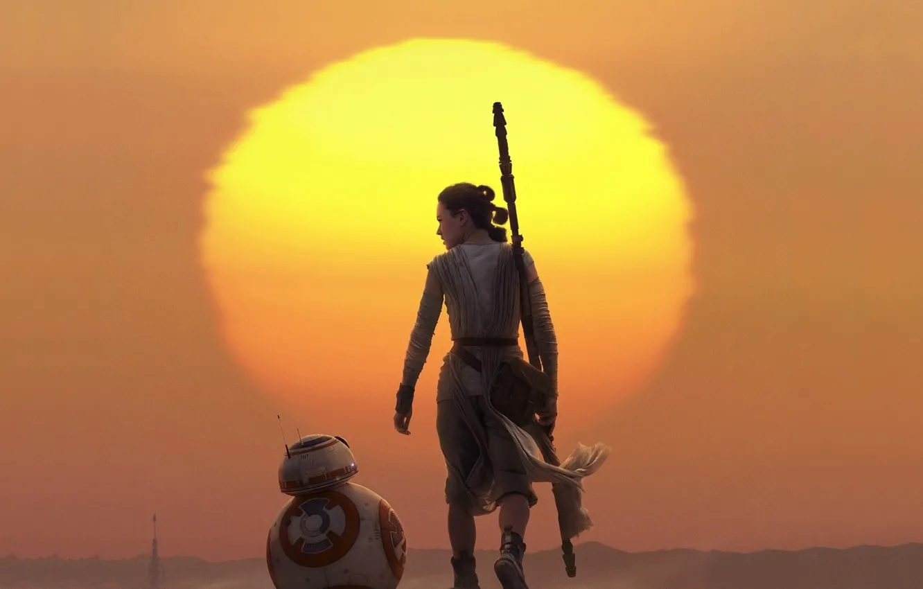 Фото обои Star Wars, Girl, Light, Orange, Fantasy, Sky, Horizon, Beautiful