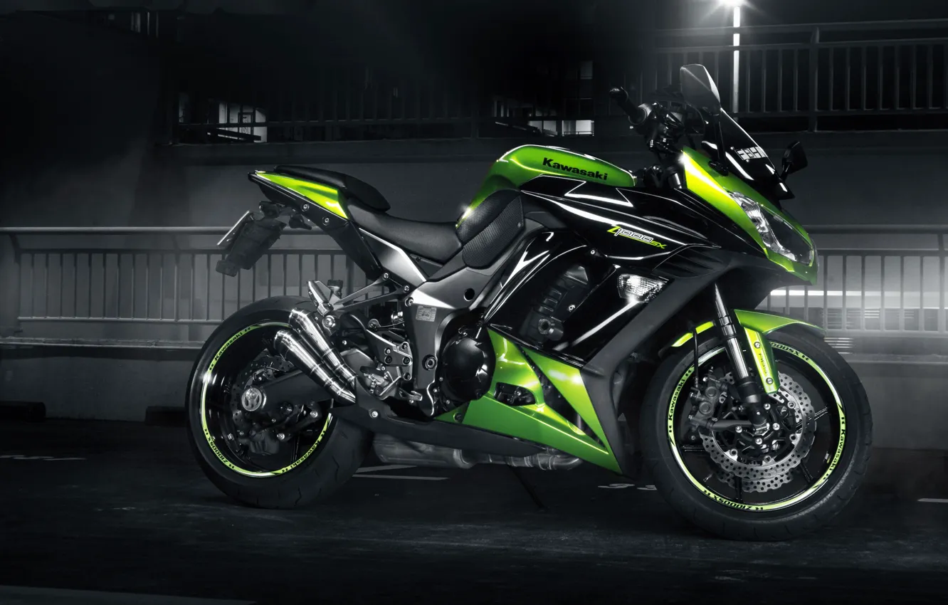 Фото обои green, Kawasaki, profile, спортивный мотоцикл, Z 1000 SX