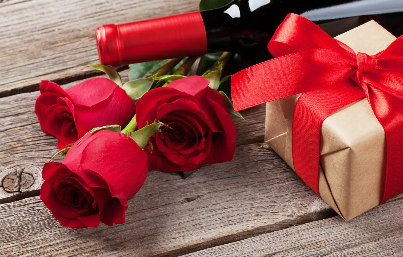 Фото обои любовь, цветы, подарок, романтика, розы, love, happy, День святого Валентина