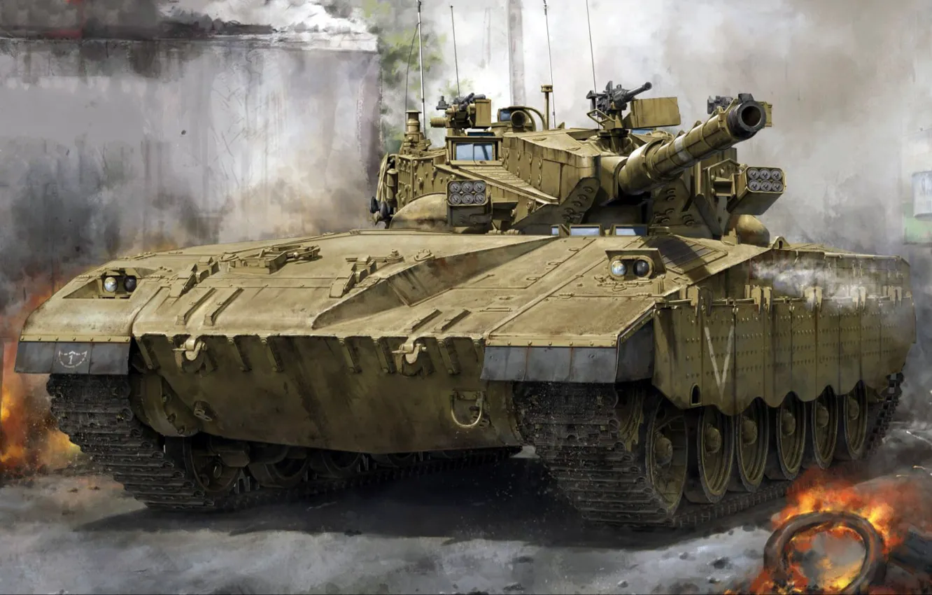 Фото обои основной боевой танк, в состав СУО включён тепловизор, Меркава Mk.2B