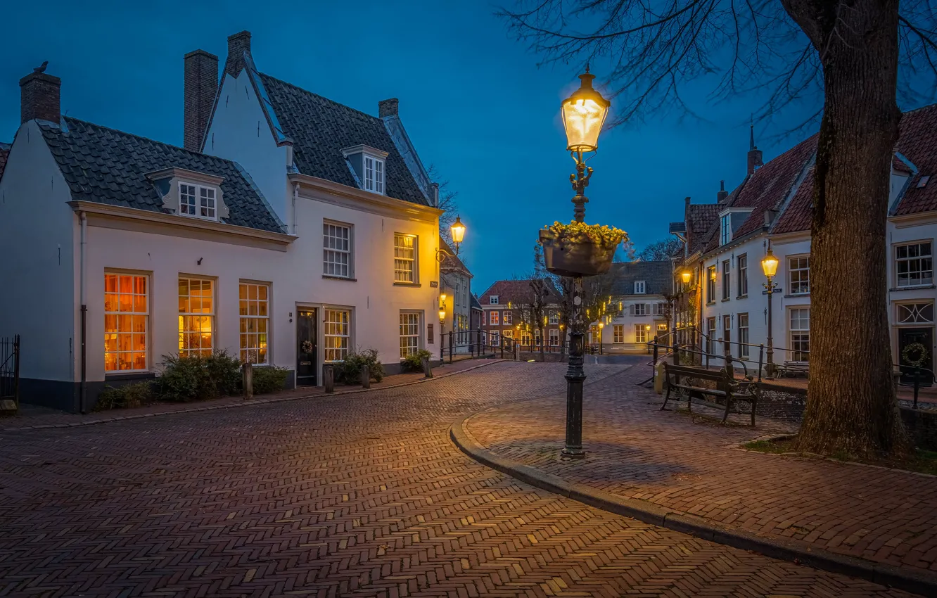 Фото обои город, дома, Streets of Amersfoort