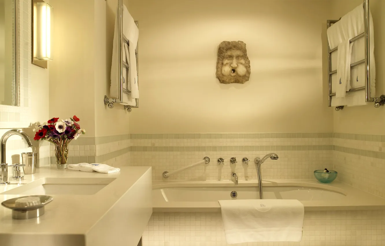 Фото обои ванна, умывальник, ванная комната, полотенцесушитель