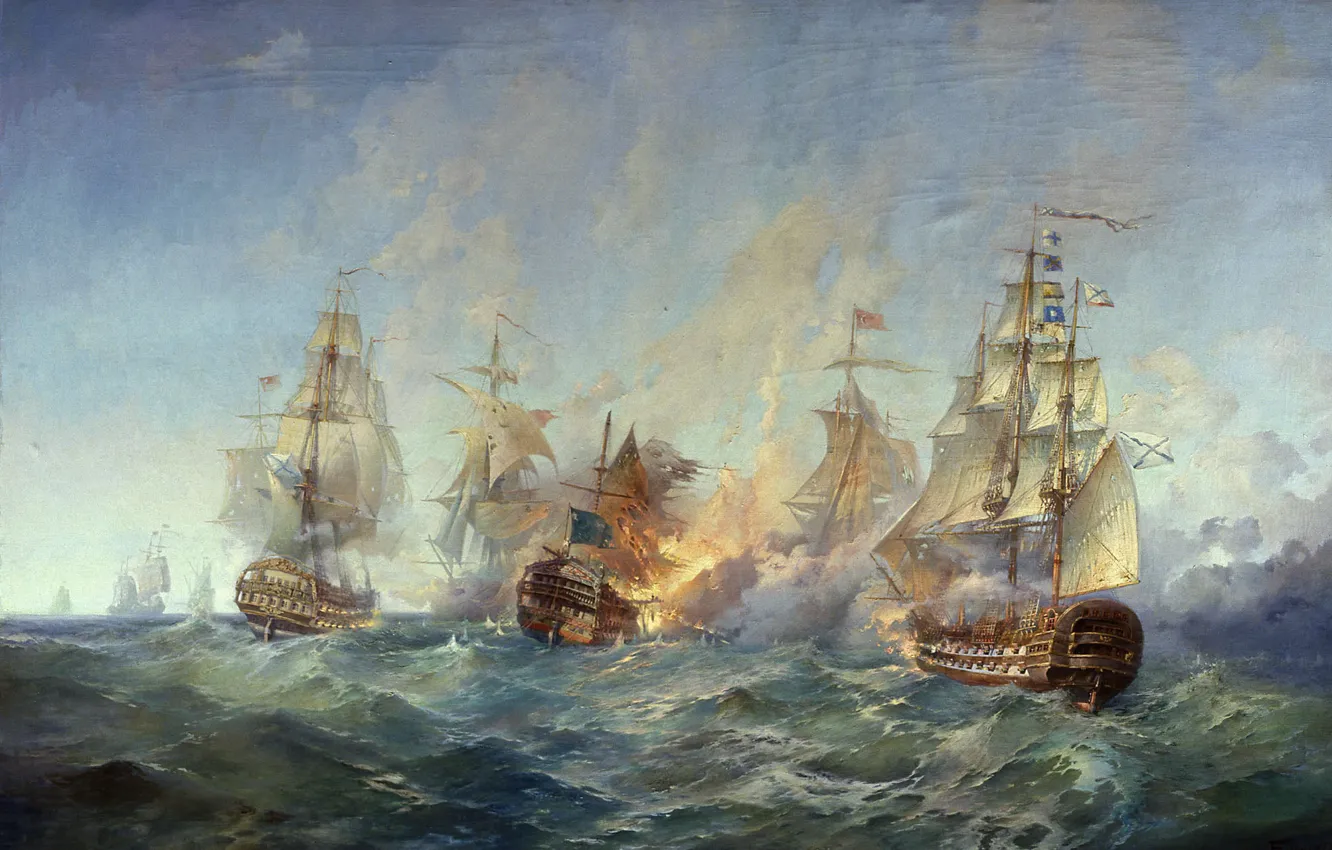 Фото обои картина, Блинков, Сражение у острова Тендра 28-29 августа 1790 г