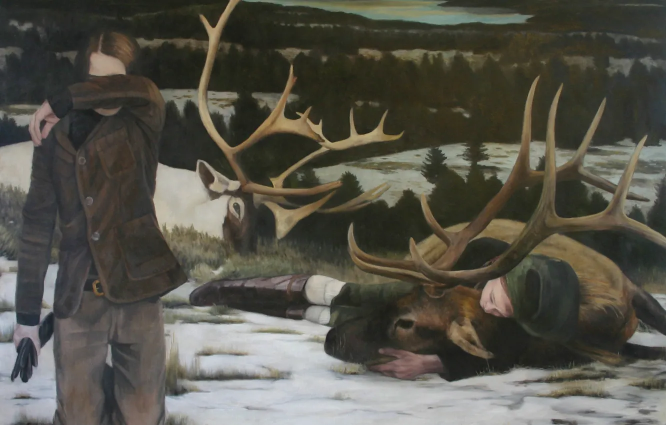 Фото обои картина, норвежский художник, Christer Karlstad, Hunters and Collectors