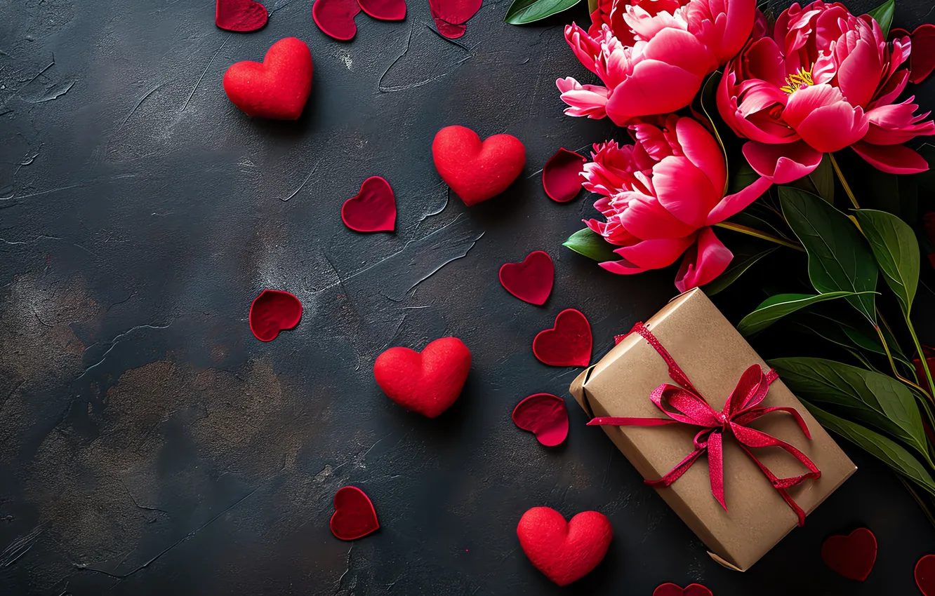 Фото обои любовь, цветы, подарок, романтика, love, happy, День святого Валентина, heart
