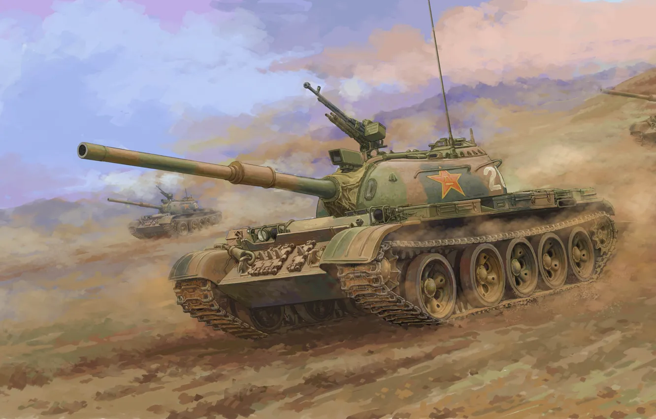 Фото обои танк, Китай, средний, НОАК, Тан Ню, PLA Type 59-II Medium Tank, WZ-120B
