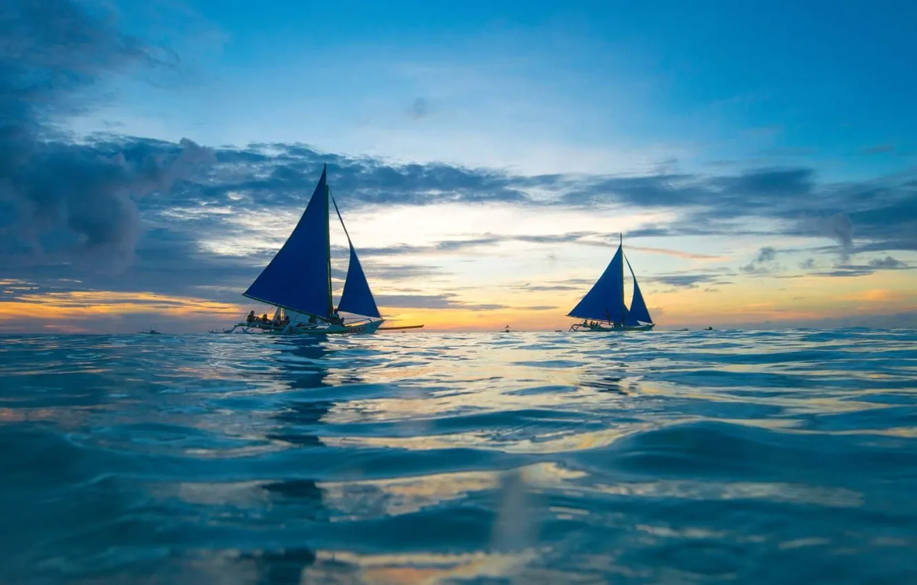 Фото обои море, паруса, плывут, спортсмены, тренировка, sailing, парусный спорт, sail boats